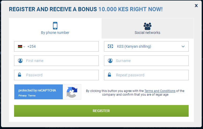 1xbet kenya registration